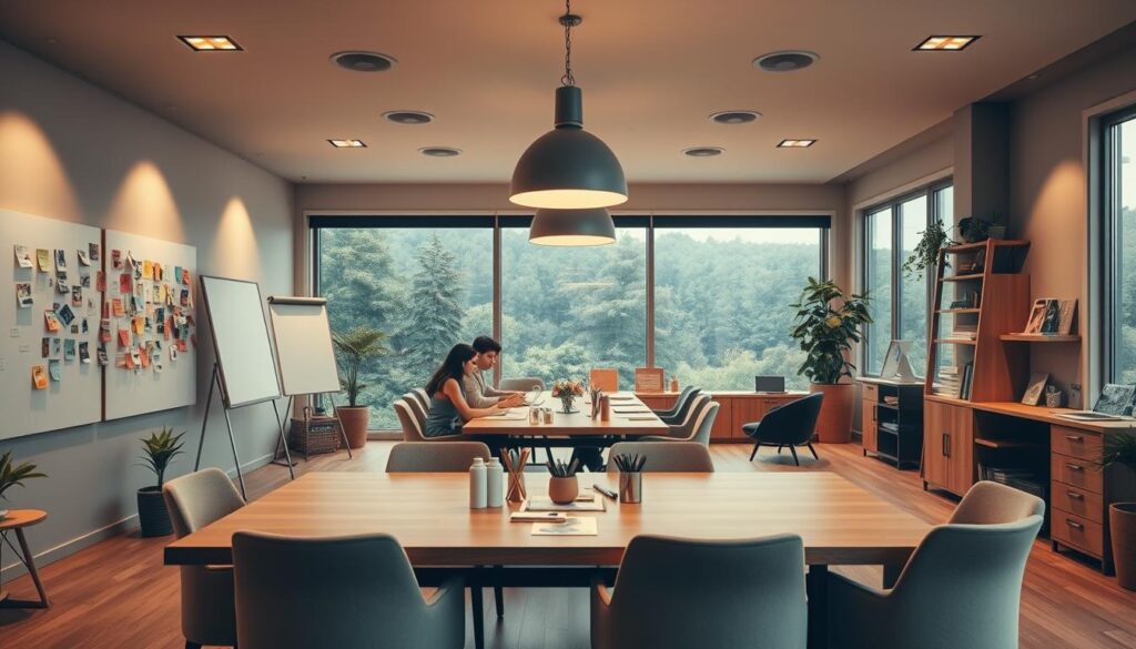 creative workspace design for brainstorming